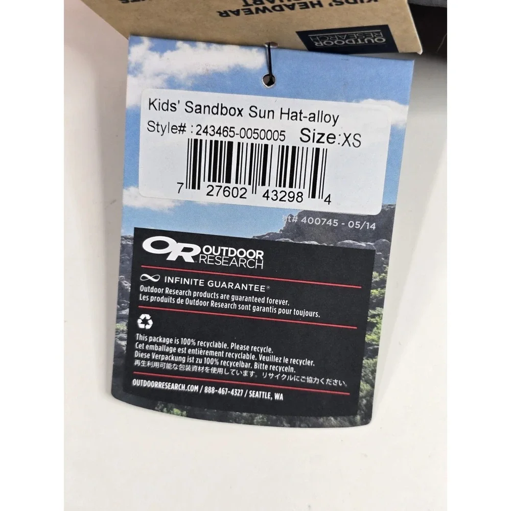 OUTDOOR RESEARCH Kids' Sandbox Sun Hat-alloy XS Vented‎ Hiking UPF 50+ OR Logo